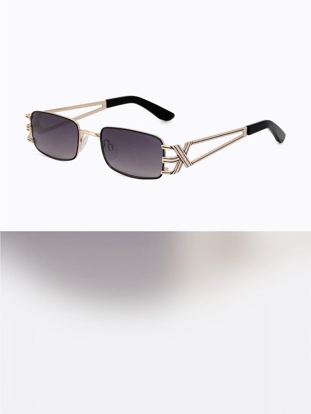 Carolina Lemke Berlin CL3446-02 Brooklyn Rectangle Sunglasses Black Gold Metal
